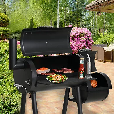 $189.99 • Buy 49  Charcoal BBQ Grill And Offset Smoker Combo Steel Barbecue Cooker Backyard