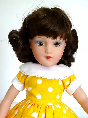 Modern Tagged 13  Mary Hoyer Brunette In Yellow Dot Dress Green Eyes • $110