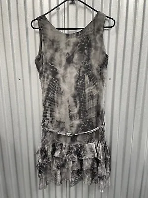 Monoreno Silk Sleeveless Tunic Dress Lace Up Neck  Gray Women's Size Small • $20.02