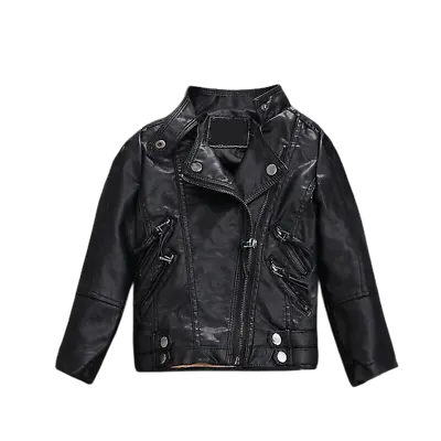 Girls Kids Boys Baby Jackets Coat Leather Zipper Motorcycle Cool Biker Outercoat • £28.88