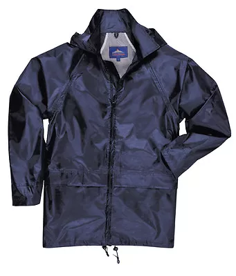 Portwest Waterproof Rain Jacket Over Coat Mac Navy Blue S M L Xl Xxl 3xl 4xl • £14.99