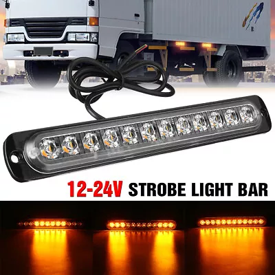 2PC 12LED Amber Car Truck Emergency Beacon Warning Flash Strobe Light Bar Lamp • $16.99