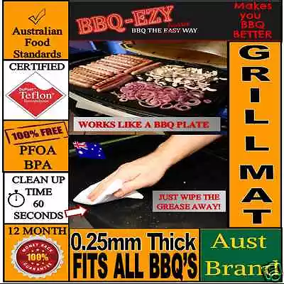 BBQ RIGID GRILLING MAT NonStick TEFLON BBQ GRILL LINER 0.25mm Reusable BBQ SHEET • $14.95