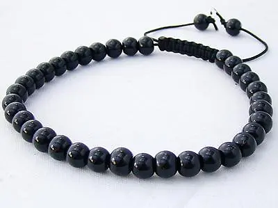 £6.99 • Buy Delicate Men's Shamballa Bracelet All 6mm Black Glass Beads