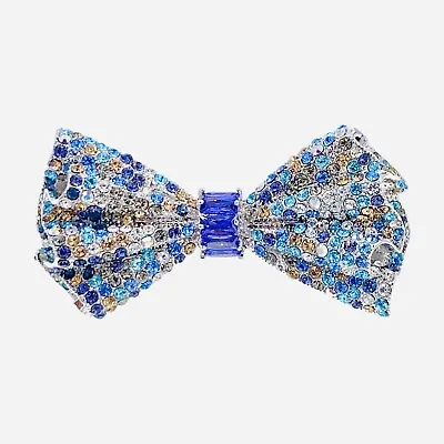 $39.99 • Buy Glam BOW BARRETTE Hair Clip Hairpin Made With Swarovski Crystal Purple Blue Z3