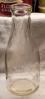 Quart B. Tuttle Dairy Milk Bottle Sistersville West Virginia • $79.99