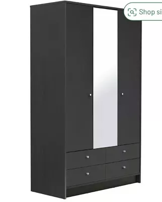 Home Malibu 3 Door 4 Drawer Mirror Wardrobe -Black Oak • £150