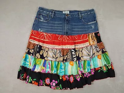 American Eagle Outfitters Womens Denim Multicolor Floral Prints Skirt Size 40 • $14