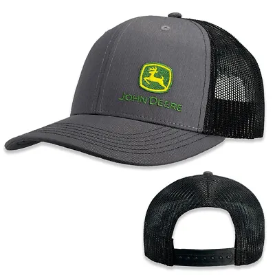 John Deere Moline 112 Fit Themed Mens Cotton/Mesh Trucker Hat/Cap Charcoal/Black • $32