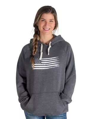 Cowgirl Tuff Western Sweatshirt Womens Hooded Flag S Charcoal SIG2007 • $59.94