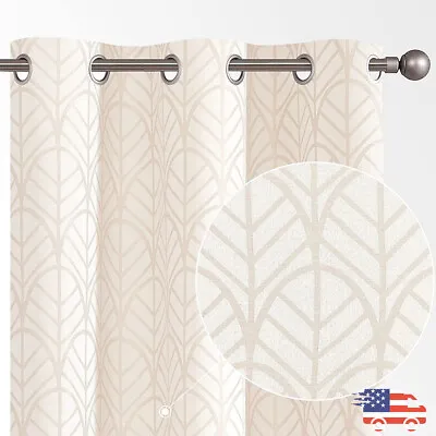 $21.24 • Buy 2 Panels Floral Embroidered Curtain For Living Room Light Filtering Decor Drapes
