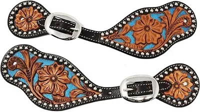 Horse Western Tooled Leather Cowboy Boots Spur Straps • $62.55