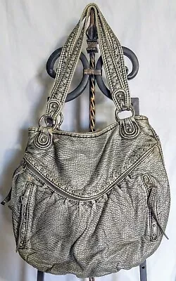 Vintage Red By Marc Ecko Gunmetal Metallic Silver Pebbled Shoulder Handbag Purse • $14