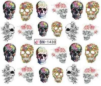 £1.85 • Buy Nail Art Stickers Water Decals Transfers Halloween Gothic Skulls Roses (BN1430)