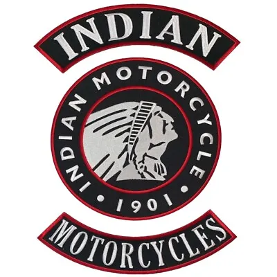 Indian Skull Motorcycle Jacket Vest Back Patch - 3pc Set Iron On Sew On • $19.99