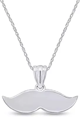 Hipster Beard Mustache Pendant Necklace With 18  Chain 925 Sterling Silver • $62.09