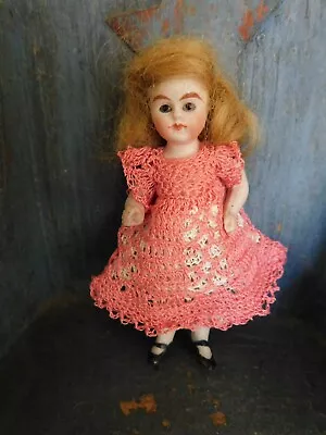 Antique 3 1/2” Mignonette All Bisque Doll Jointed Glass Eyes • $99.99