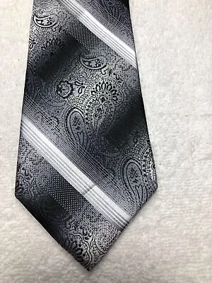 Van Heusen Mens Tie Black And Gray With Paisley Pattern 3.5 X 63 Extra Long Nwt • $23.88