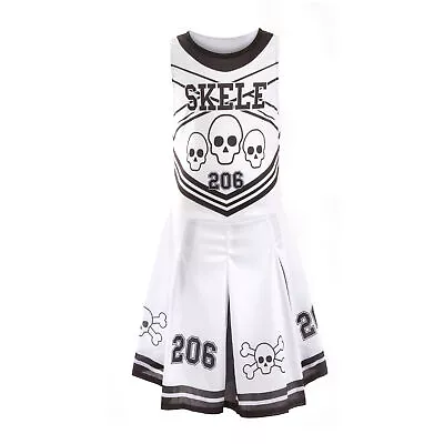 Girls Skeleton Cheerleader Costume Dress Childs Halloween Fancy Dress Party  • £7.99