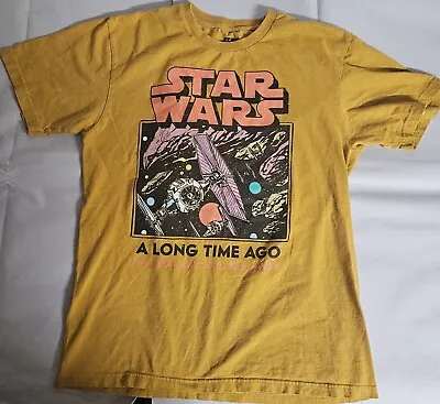 Vintage Star Wars T-Shirt Size:M Yellow Graphic Tie Fighter “A Long Time Ago” • $34.99
