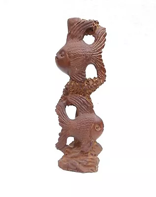 Old Japanese Wooden Carving - Statue Of Koi Carp Or Goldfish - Fantastic Detail • £55