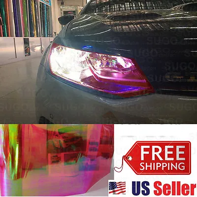 12 X84  Chameleon Neo RED Color Headlight Taillamp Fog Light Vinyl Tint Film DIY • $14.69