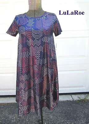 LulaRoe Carly Dress Purple Rainbow Metallic Aztec Tribal Print XXS NEW WITH TAGS • $14.99