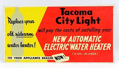 Vintage Tacoma City Light Water Heater Ad Bus Advertisement Sign Washington • $128.48