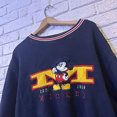 Vintage Walt Disney World Pullover Sweater Crewneck Mickey Mouse Men's L • $22.56