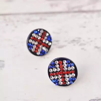 BasicSense UK GB Union Jack Holiday Summer Stud Earrings Gift For Him Her • £12.99