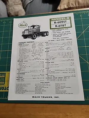 1965 Mack Trucks Brochure R-609ST 611ST  Six Wheel Conventional Cab  • $11.01