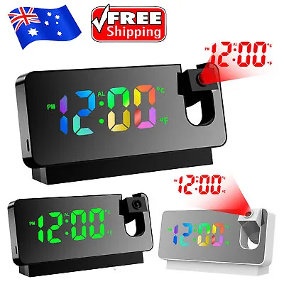$22.78 • Buy Alarm Clock LED Digital Clock Projection Temperature USB Charging 180°Projector