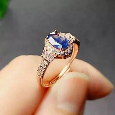 3CT Oval Cut Lab Created Tanzanite Engagement Ring 14K Yellow Gold Plated Silver • $106.75