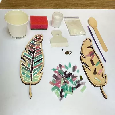 DIY Mosaic Craft Kit Mosaic Feather Art Crafts Making Kit For Kids & Adults • £7.88