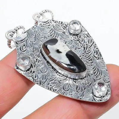 $7.99 • Buy Mud Crack Fossil, White Topaz 925 Sterling Silver Jewelry Pendant 2.40  V929