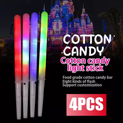 4PCS LED Cotton Candy Cones Colorful Light Up Wands Party Supplies Glowing Stick • £6.19