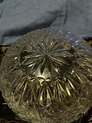 Large Vintage Polish Clear Hand Cut Crystal Bowl - 1 Crystal Bowl • $64.50