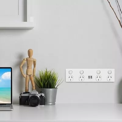 Four Outlet Power Point 3.4A USB Charger Wall Socket Home Office Fast Charge Hub • $74.59