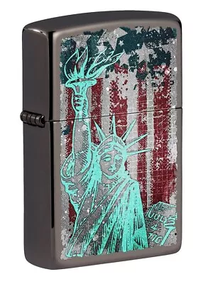 New Zippo Lighter Statue Of Liberty Highly Polished Black Ice® Finish Gift/Boxed • £36.40