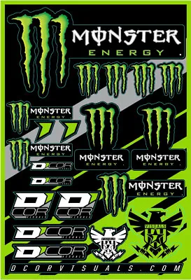 D'COR Decal Sticker Sheet 4mm Monster Energy Moto Dirtbike ATV UTV 40-90-102 • $16.10