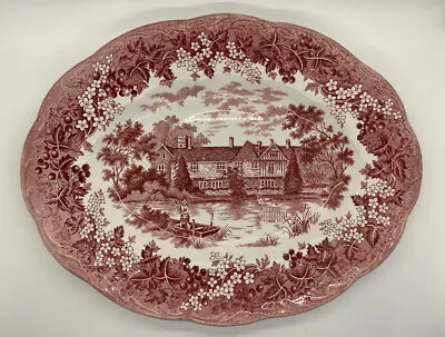Romantic England Red - J & G MEAKIN - 12  Oval Serving Platter • $24.99