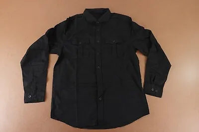 JMIERR Men's Medium Black Cotton Linen Blend Long Sleeve Button Down Shirt New • $21.46