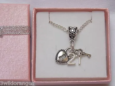 £5.89 • Buy 16th 18th 21st 13th Birthday Age Milestone Lock & Key Charm Necklace Gift Boxed