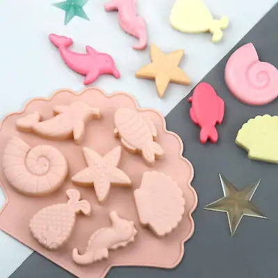 Sea Star Shell Fish Dolphin Sea Horse Silicone Chocolate Cake Mould  Wax Melt • £2.95