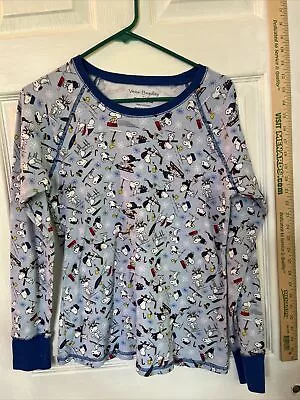 Vera Bradley  Peanuts LONG SLEEVE BLUE PAJAMA SHIRT SIZE Size L • $9.88