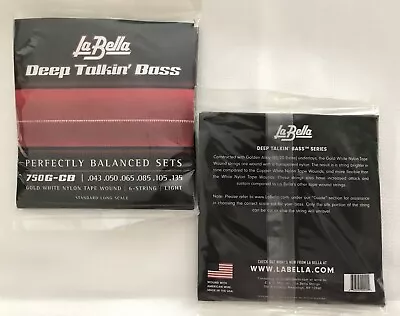 La Bella  Deep Talkin Bass  6-string 750G-CB Gold White Nylon Tape Wound 43-135 • $45.99