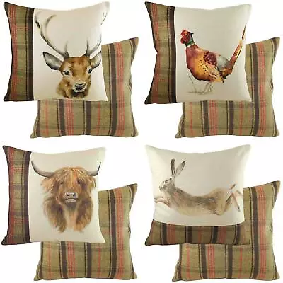 Hunter Cushion Covers Tartan Scottish Animals Cushions Cover By Evans Lichfield • £18