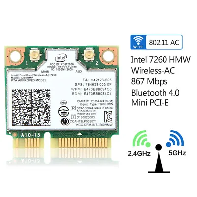 Wireless-AC 7260HMW Mini PCI-E Wifi Card 2.4G/5GHz Wireless BT 4.0 Network Card • $12.74