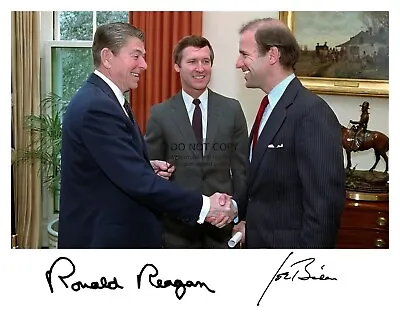 President Joe Biden And Ronald Reagan Shaking Hands Autographed 8x10 Photo • $8.49