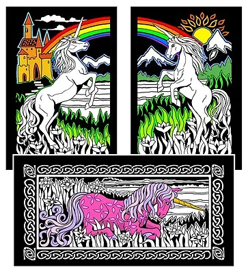 Unicorns 3-Pack - Fuzzy Velvet Coloring Poster With Three Different Designs • $8.99